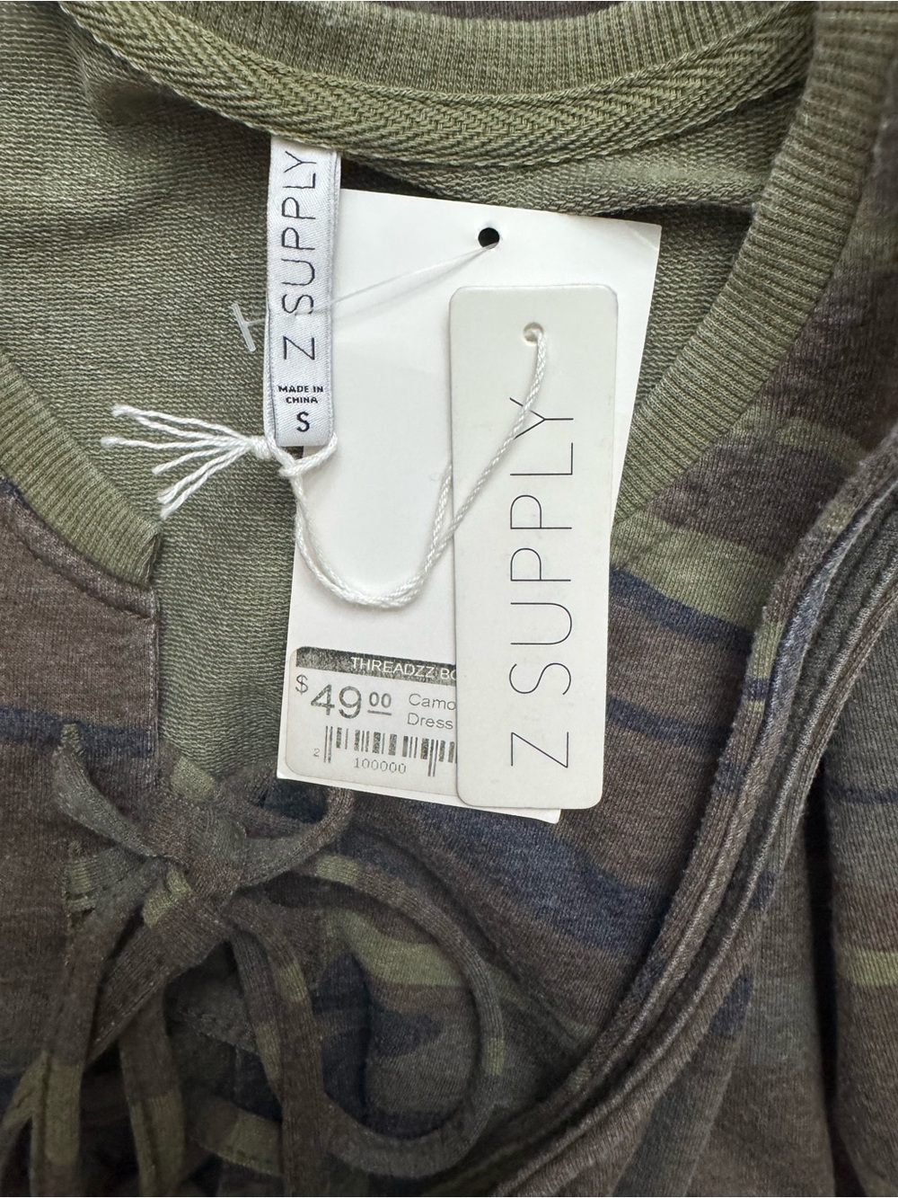 Z Supply All Tied Up Camo Lace-Up Shift Dress - Picture 8 of 9